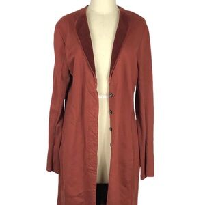 PRAIRIE UNDERGROUND Rust Red Long Cardigan Duster Sweatshirt/Sweater Jacket
